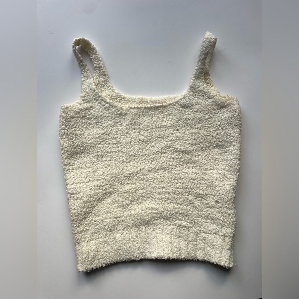Skims Cozy Knit Tank Cream Textured Tank Top - Picture 3 of 6
